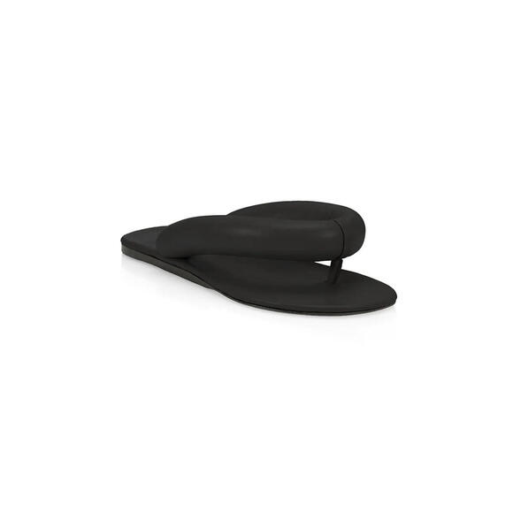 NEW WOMEN'S STAUD RITA BLACK LEATHER Padded PUFFER Thong Sandals EU 37 US 7 $225
